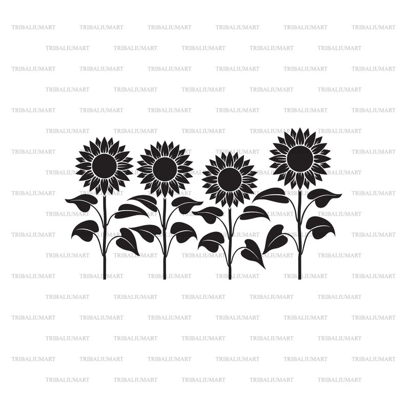 Sunflower Stem. Cut Files for Cricut. Clip Art Silhouette Etsy