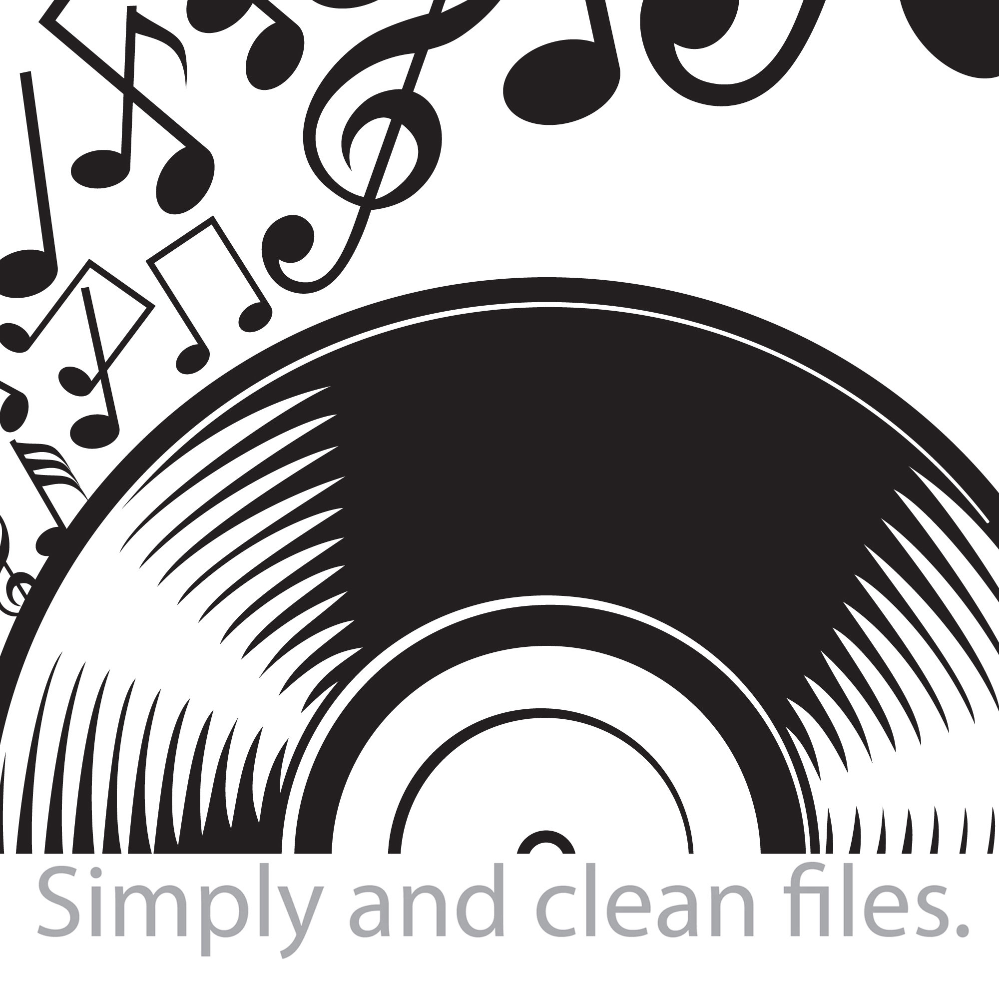 Vinyl record and music notes. Cut files for Cricut. Clip Art silhouette  (eps, svg, pdf, png, dxf, jpeg)., image size:2000x2000
