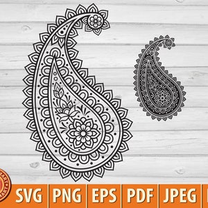 Indian paisley. Cut files for Cricut. Clip Art silhouette (eps, svg, pdf, png, dxf, jpeg).