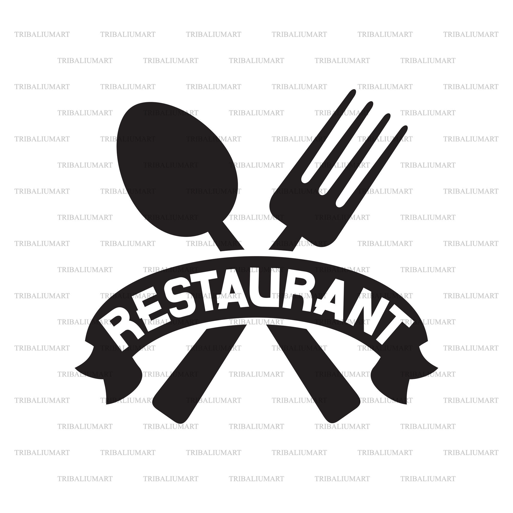 Crossed Fork and Spoon Restaurant Design. Cut Files for Etsy