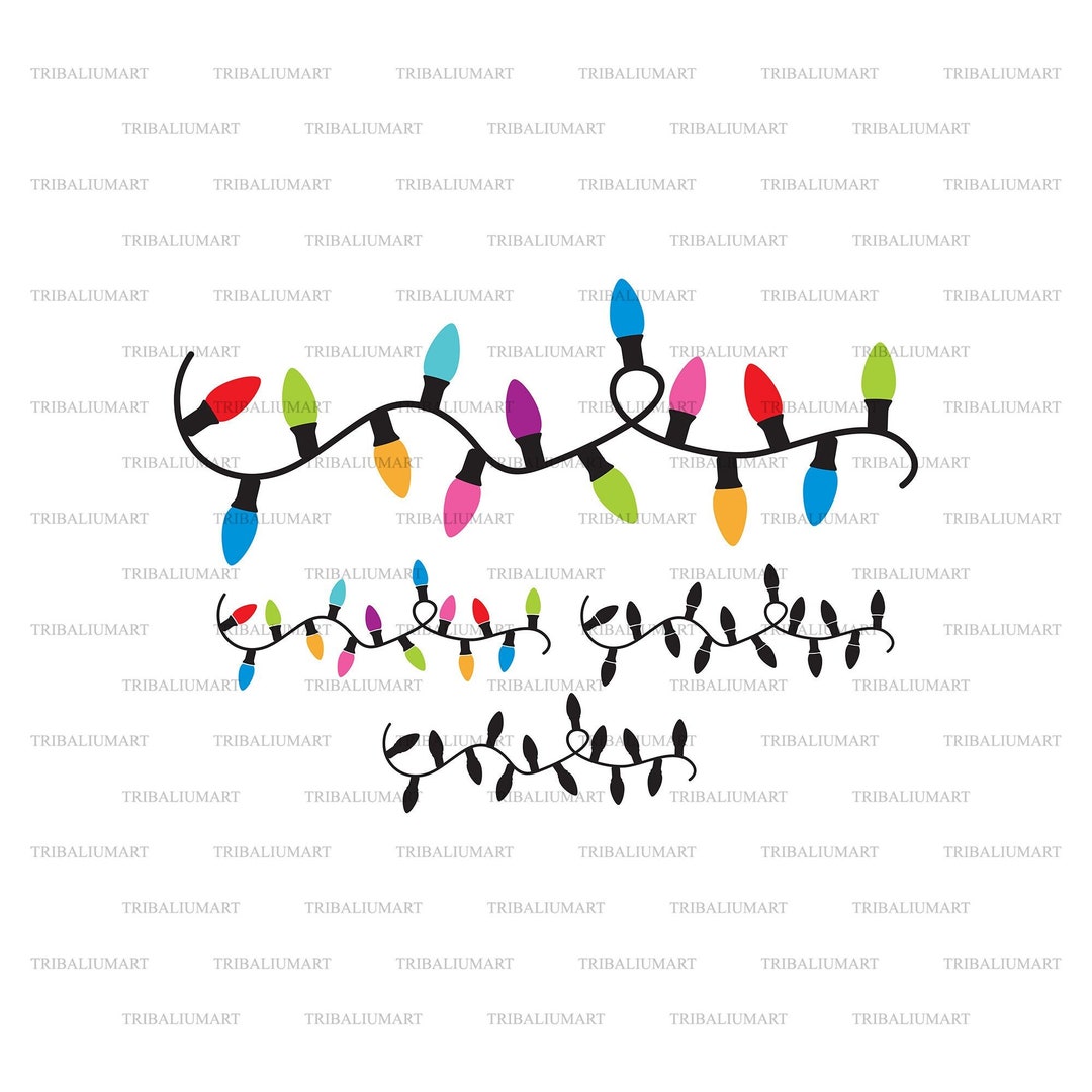Christmas Lights. Cut Files for Cricut. Clip Art Silhouette eps, Svg, Pdf, Png, Dxf, Jpeg. Etsy