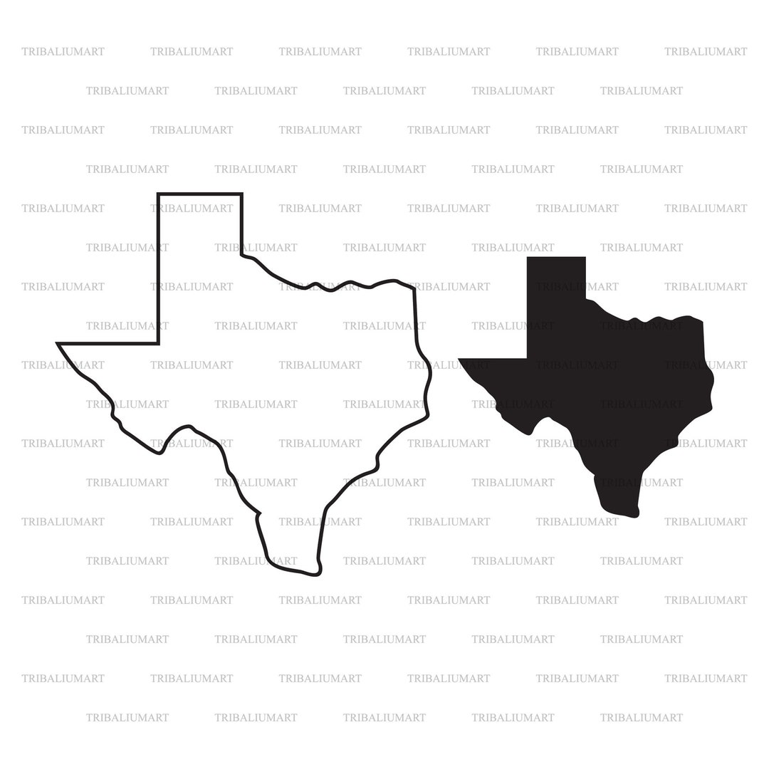 Texas Map Silhouette and Outline Version (the Lone Star State). Cut ...