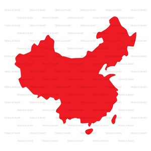 Karte von China. Dateien für Cricut ausschneiden. ClipArt Silhouetten (eps, svg, pdf, png, dxf, jpg).
