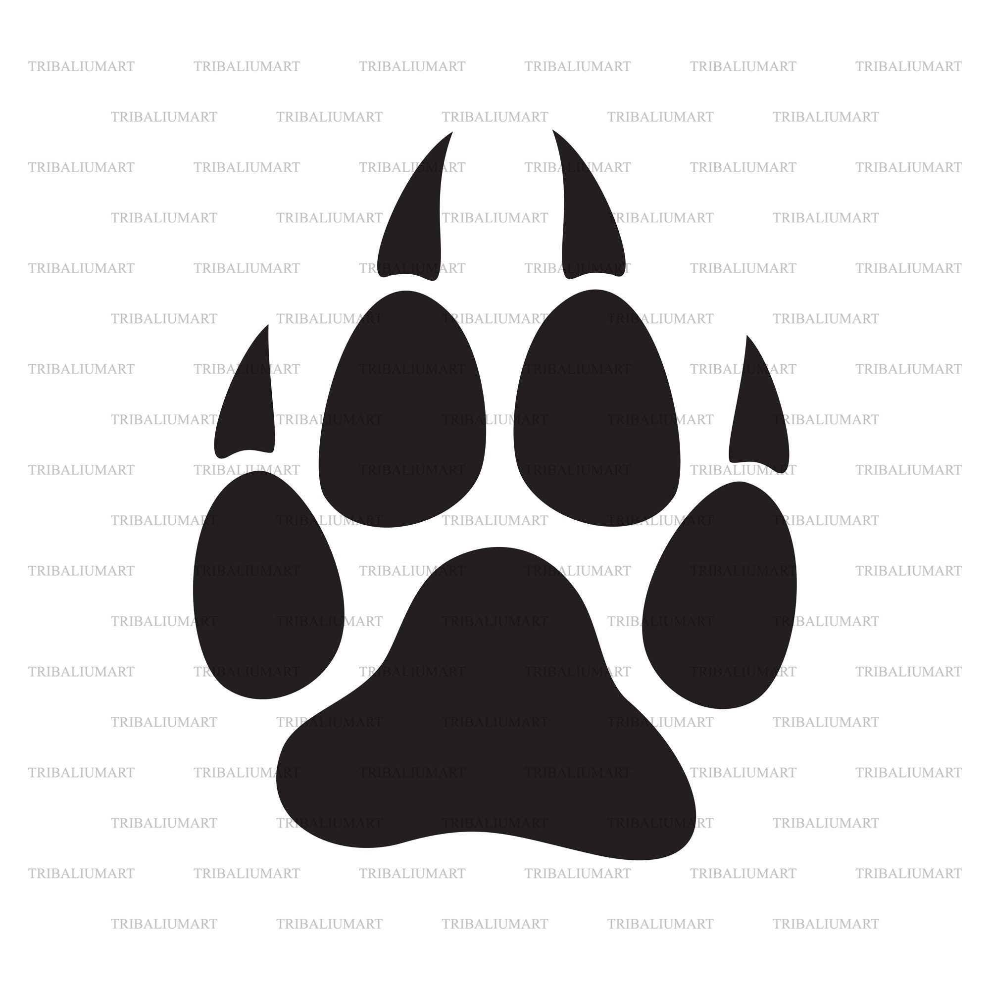Wolf Paw Print Cut Files For Cricut Clip Art Silhouettes Etsy | The ...