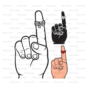 Touw rond de vinger herinnering. Knip bestanden voor Cricut. Illustraties (eps, svg, pdf, png, dxf, jpeg).