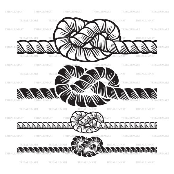 Rope knot. Cut files for Cricut. Clip Art silhouettes (eps, svg, pdf, png, dxf, jpeg).