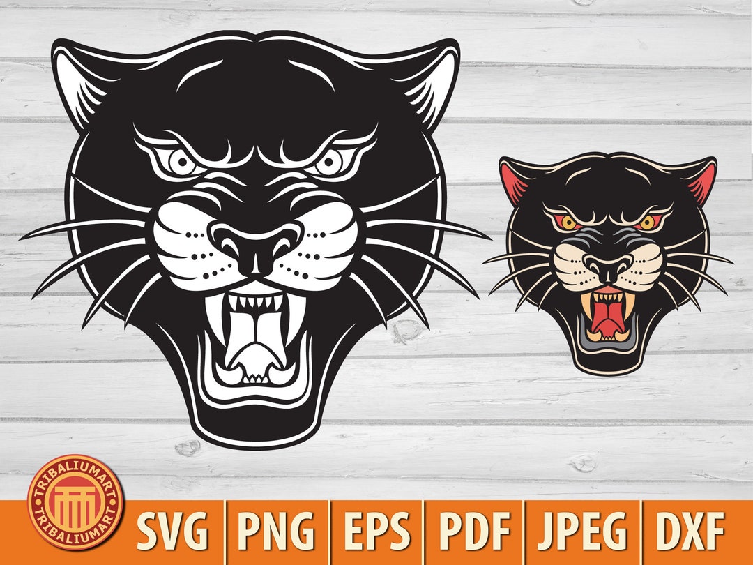 Traditional Panther Face Tattoo Design (head). Cut Files for Cricut ...