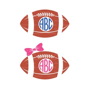 American Football Ball Monogramm. Dateien für Cricut ausschneiden. ClipArt Silhouette (eps, svg, pdf, png, dxf, jpg).