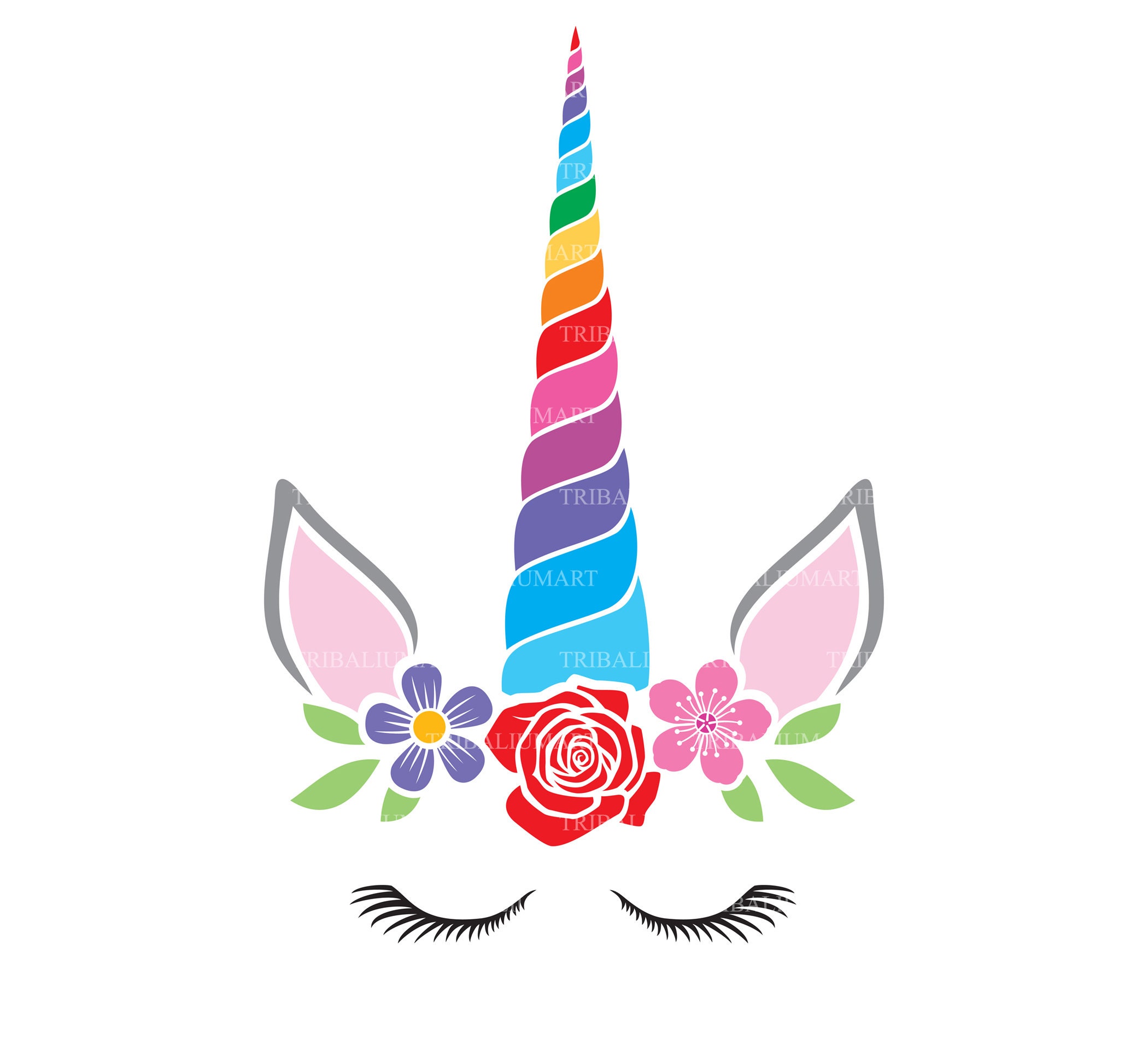 Download Cute unicorn head with flowers. Cut file for Cricut. Clip ...