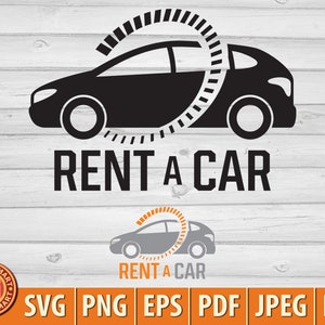 Rent-a-Car-Schild. Schneide Dateien für Cricut. Clip Art Silhouette (eps, svg, pdf, png, dxf, jpeg).