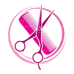 Haircut or hair salon symbol. Cut file for Cricut. Clip Art silhouette (eps, svg, pdf, png, dxf, jpeg).