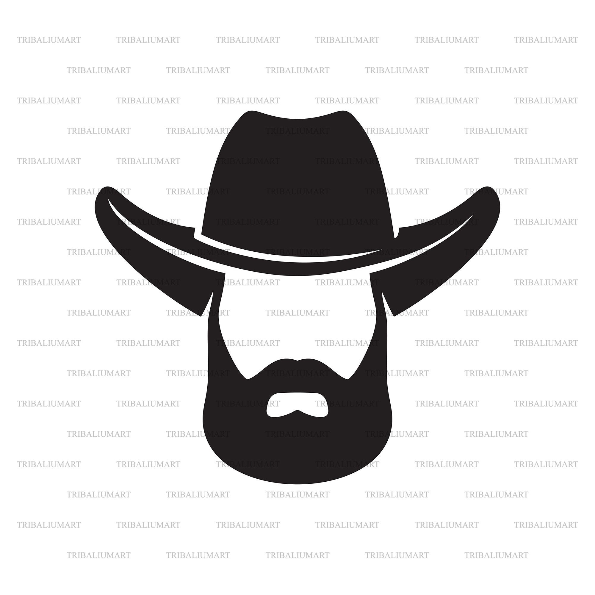 Cowboy Head With Hat and Beard. Cut Files for Cricut. Clip Art | Etsy