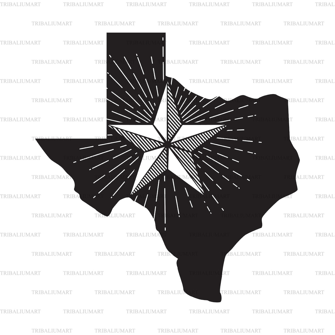 Texas Map and Star the Lone Star State. Cut Files for - Etsy