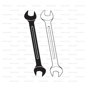 Gereedschap moersleutel. Cut bestanden voor de Cricut. Clip Art silhouetten (EPS, SVG, PDF, PNG, DXF, JPEG).