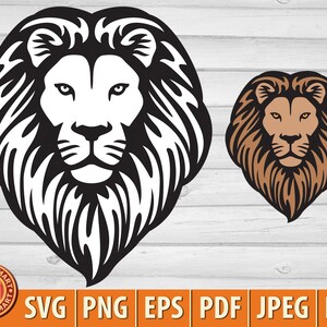 ライオンヘッド。Cricut 用のカット ファイル。クリップ アート (eps、svg、pdf、png、dxf、jpeg)。