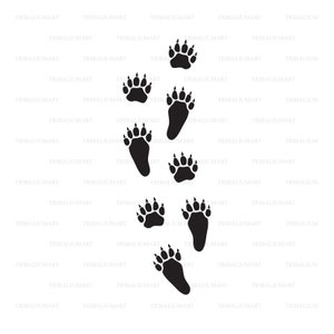 Bear poot tracks. Cut bestanden voor de Cricut. Clip Art silhouetten (EPS, SVG, PDF, PNG, DXF, JPEG).