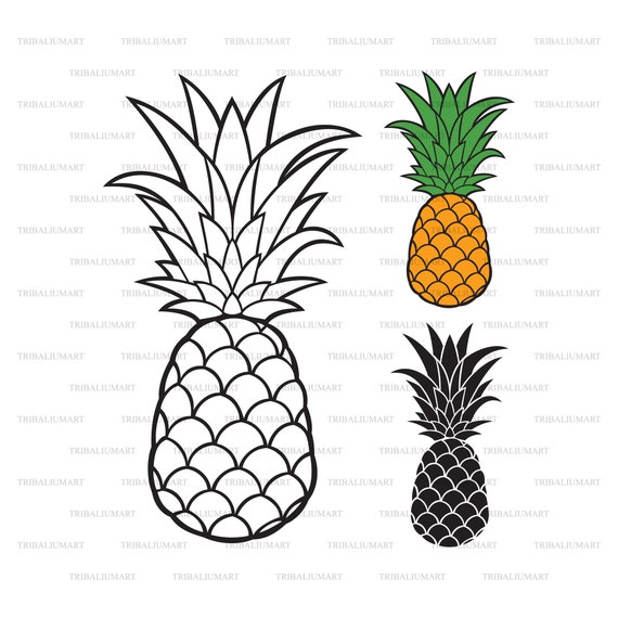 Heart Pineapple SVG PNG DXF \u2022 Svg File for Silhouette Cricut \u2022 Print Stencil Transfer Iron-on Vector Pineapple Clipart Love Pineapple