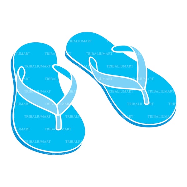 Icône flip flops. Couper des fichiers pour Cricut. Clip art (EPS, SVG, PDF, png, DXF, JPEG).