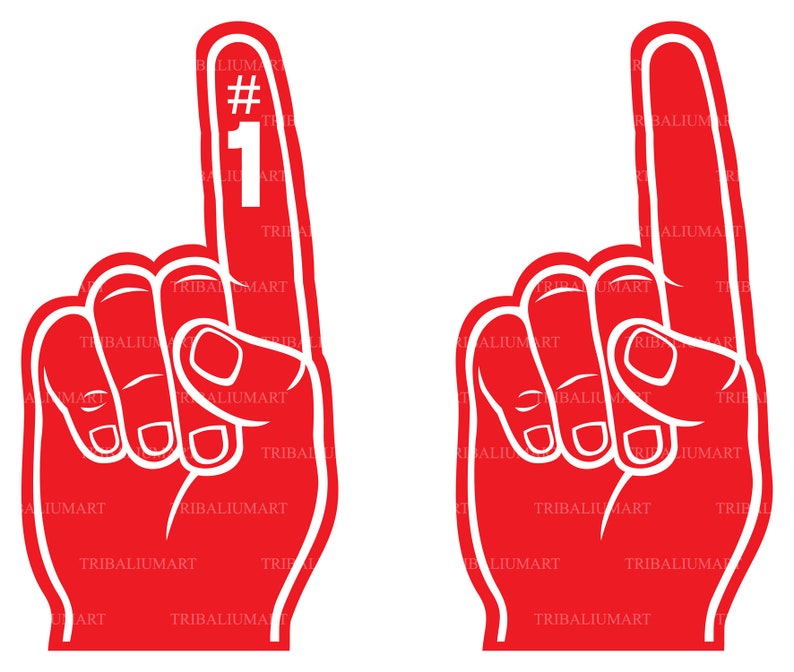 Foam finger. Cut files for Cricut, Clip Art silhouettes eps, svg, pdf, png, dxf, jpeg. image 1