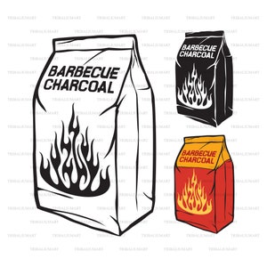 Charcoal packaging paper bag. Cut files for Cricut. Clip Art (eps, svg, pdf, png, dxf, jpeg).