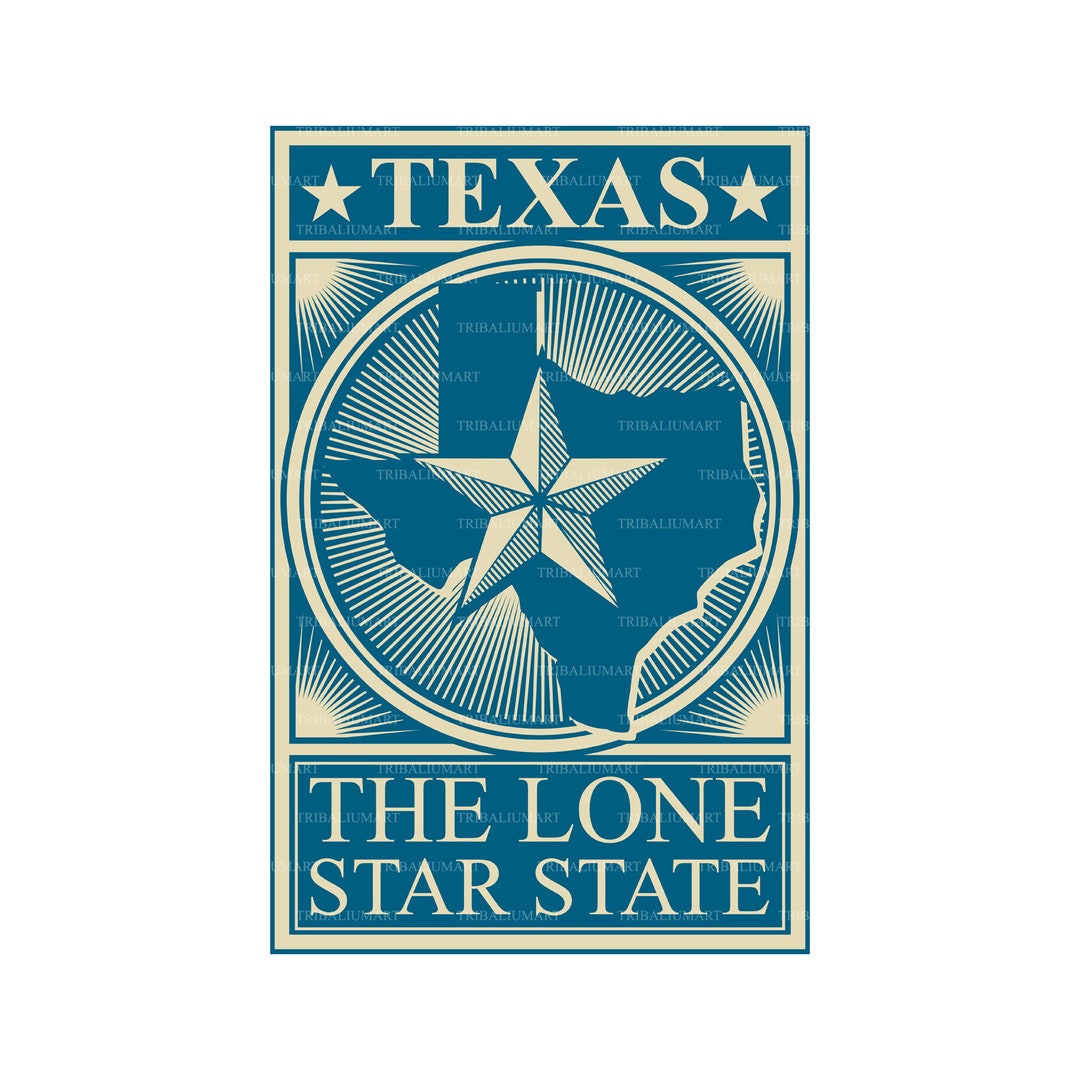 Texas the Lone Star State Vintage Design Poster. Cut Files for Cricut 