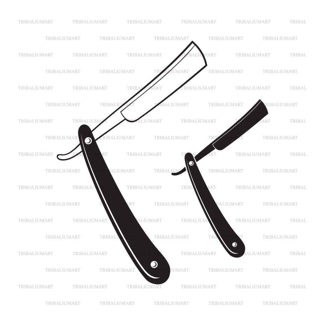 Straight Razor. Cut Files for Cricut. Clip Art Silhouettes eps, Svg, Pdf, Png, Dxf, Jpeg. Etsy