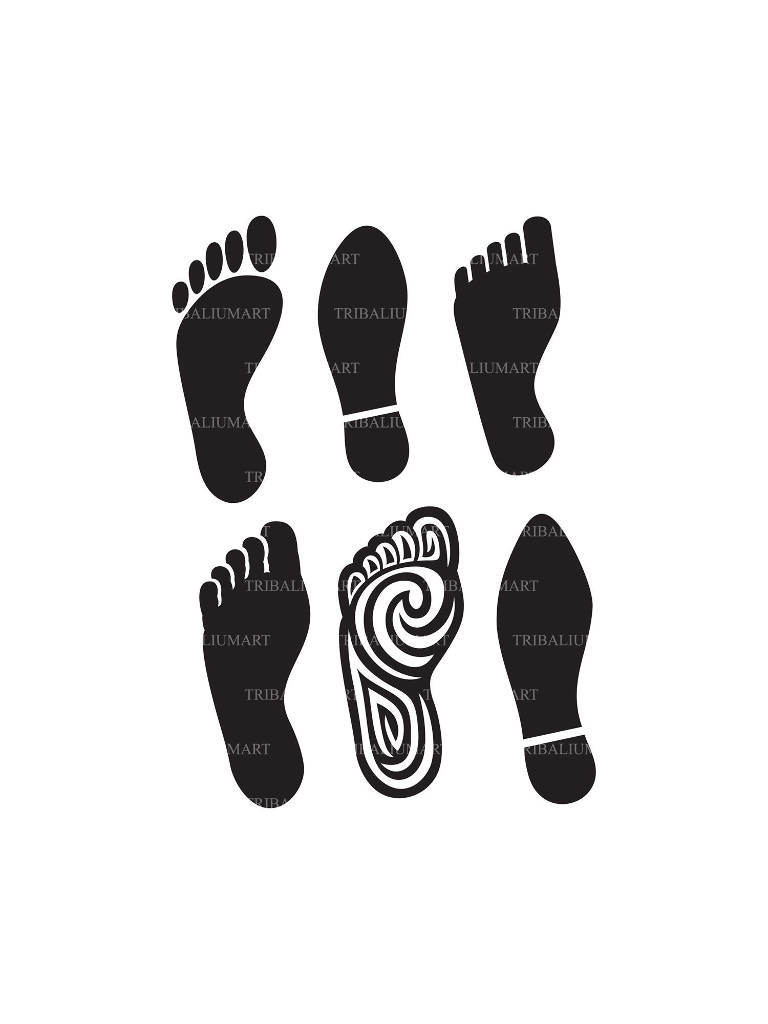 Human Foot Silhouette and Footprints, and Imprint Soles Human Foot Silhouette and Footprints, and Imprint Soles