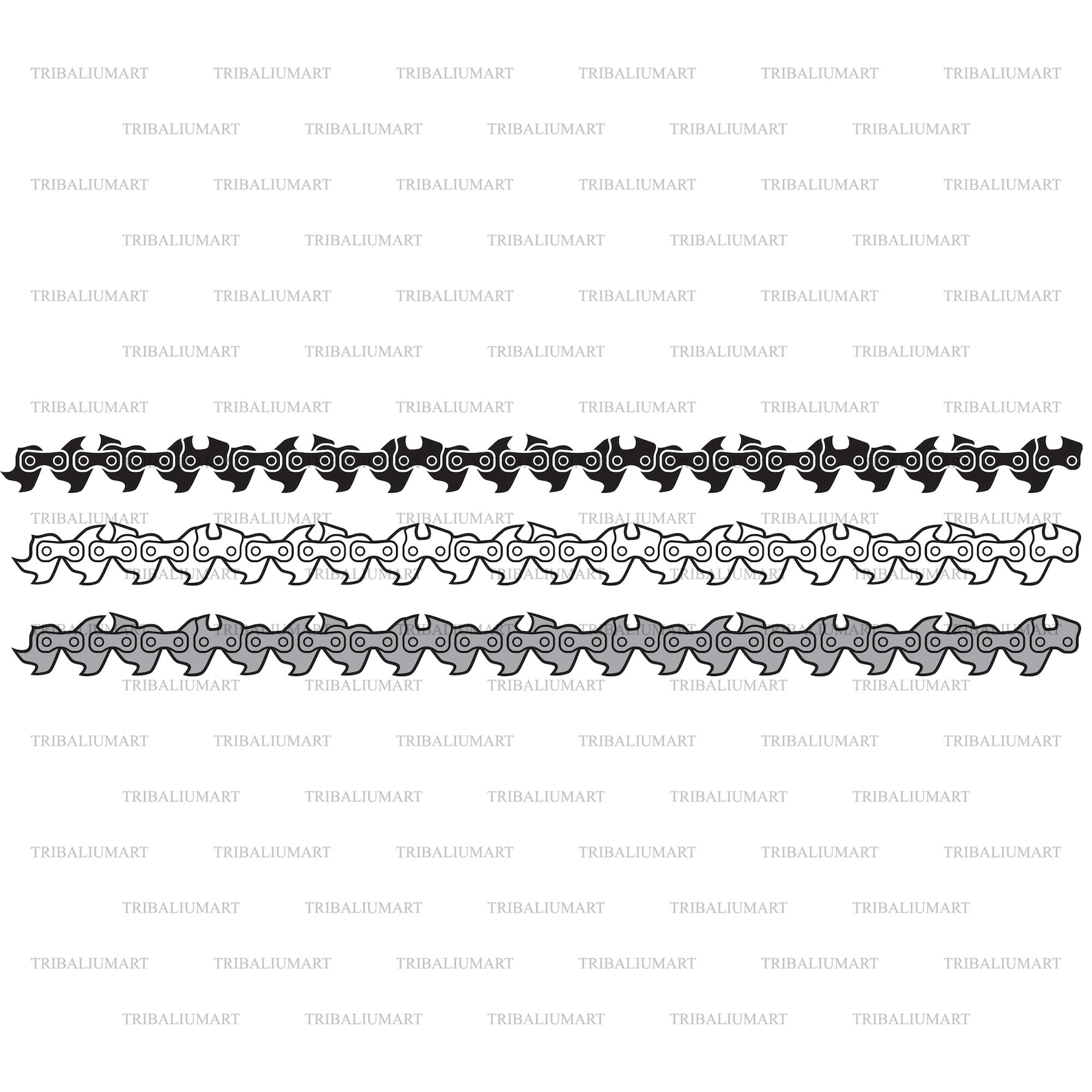 Chainsaw Chain. Cut Files for Cricut. Clip Art Silhouettes (eps, Svg ...
