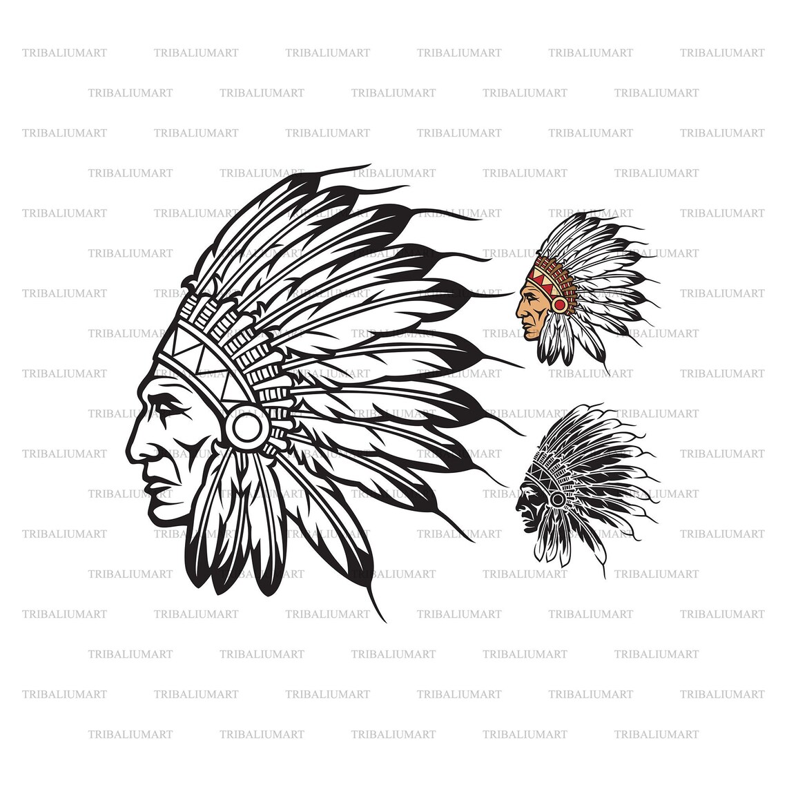 Indian Chief Head With Headdress indian Warrior. Cut Files - Etsy