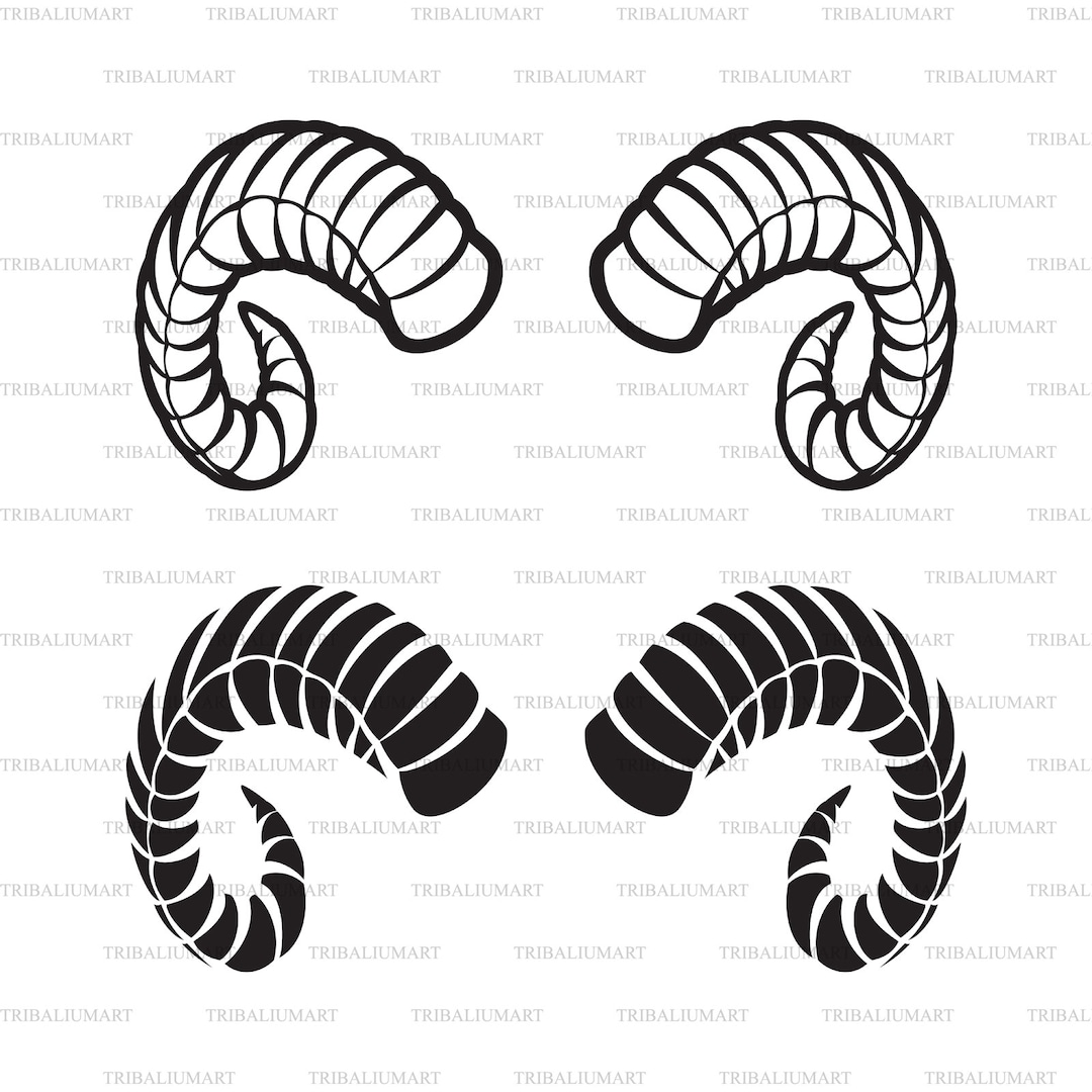 Ram Horns. Cut Files for Cricut. Clip Art Silhouettes eps, Svg, Pdf