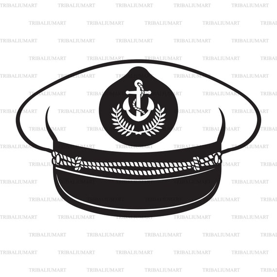 Naval captain hat (navy cap, ship officer, Cut files for  Clip Art silhouettes (eps, svg, pdf, png, dxf,