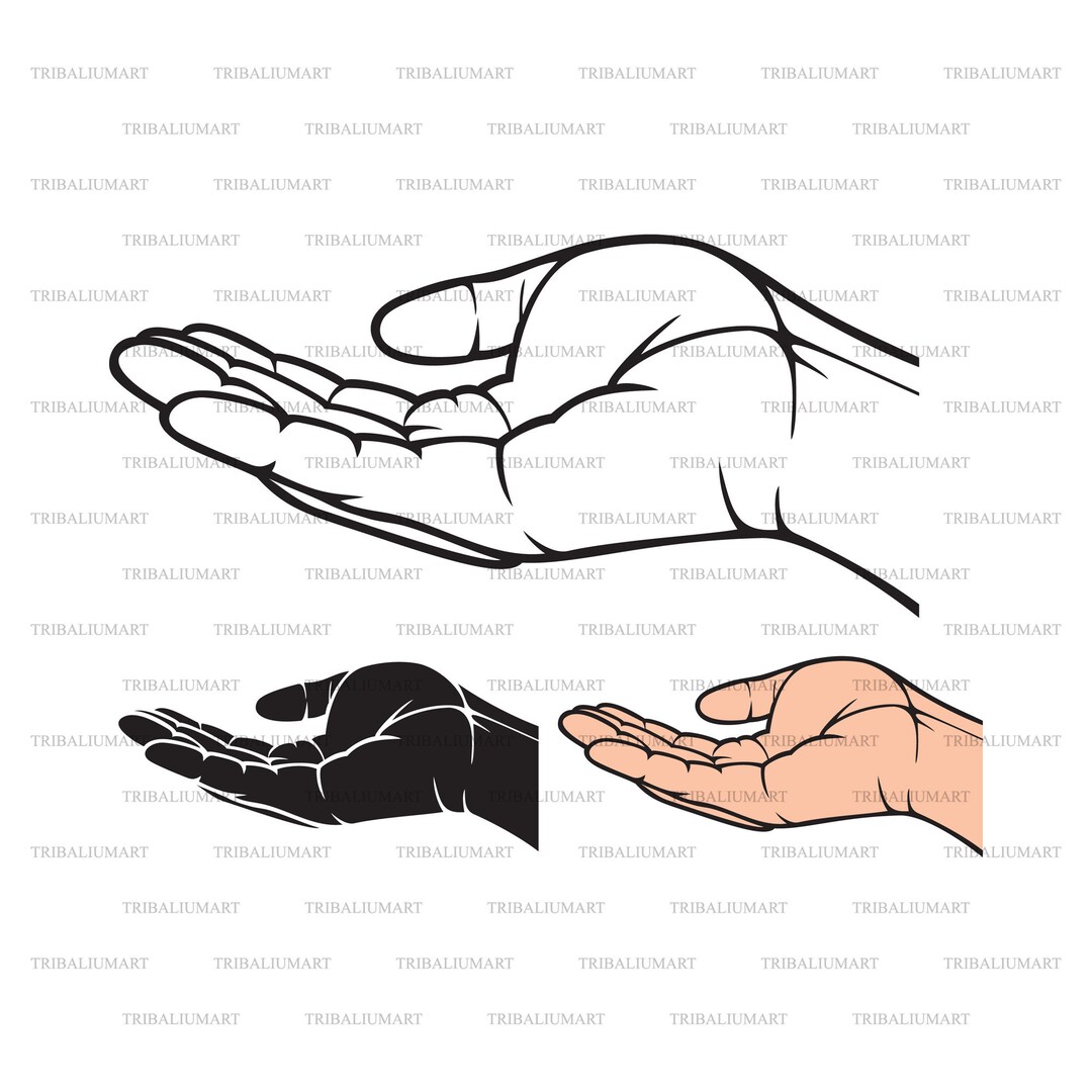 Empty Open Hand. Cut Files for Cricut. Clip Art Silhouettes eps, Svg
