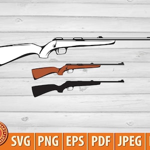 Fusil de chasse. Fichiers coupés pour Cricut. Silhouette Clip Art (eps, svg, pdf, png, dxf, jpeg).