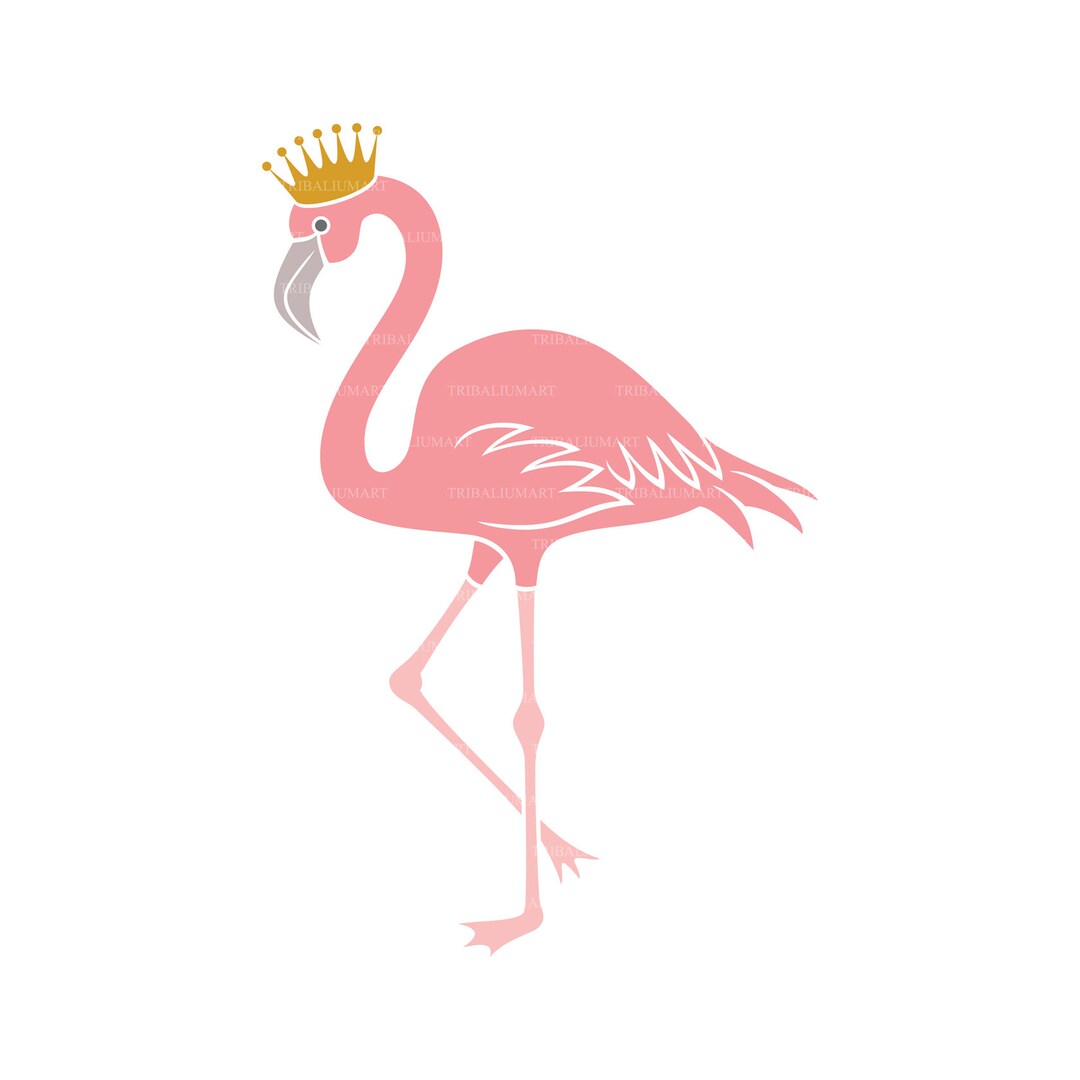 Flamingo With Crown. Cut Files for Cricut. Clip Art (eps, Svg, Pdf, Png,  Dxf, Jpeg). - Etsy, image size:1080x1080