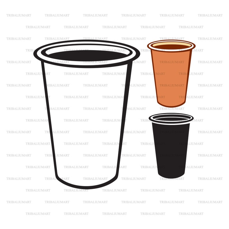 Paper coffee cup. Cut files for Cricut. Clip Art silhouettes Etsy