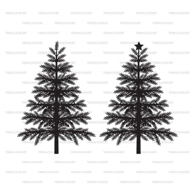 Christmas Tree. Cut Files for Cricut. Clip Art Silhouettes Etsy