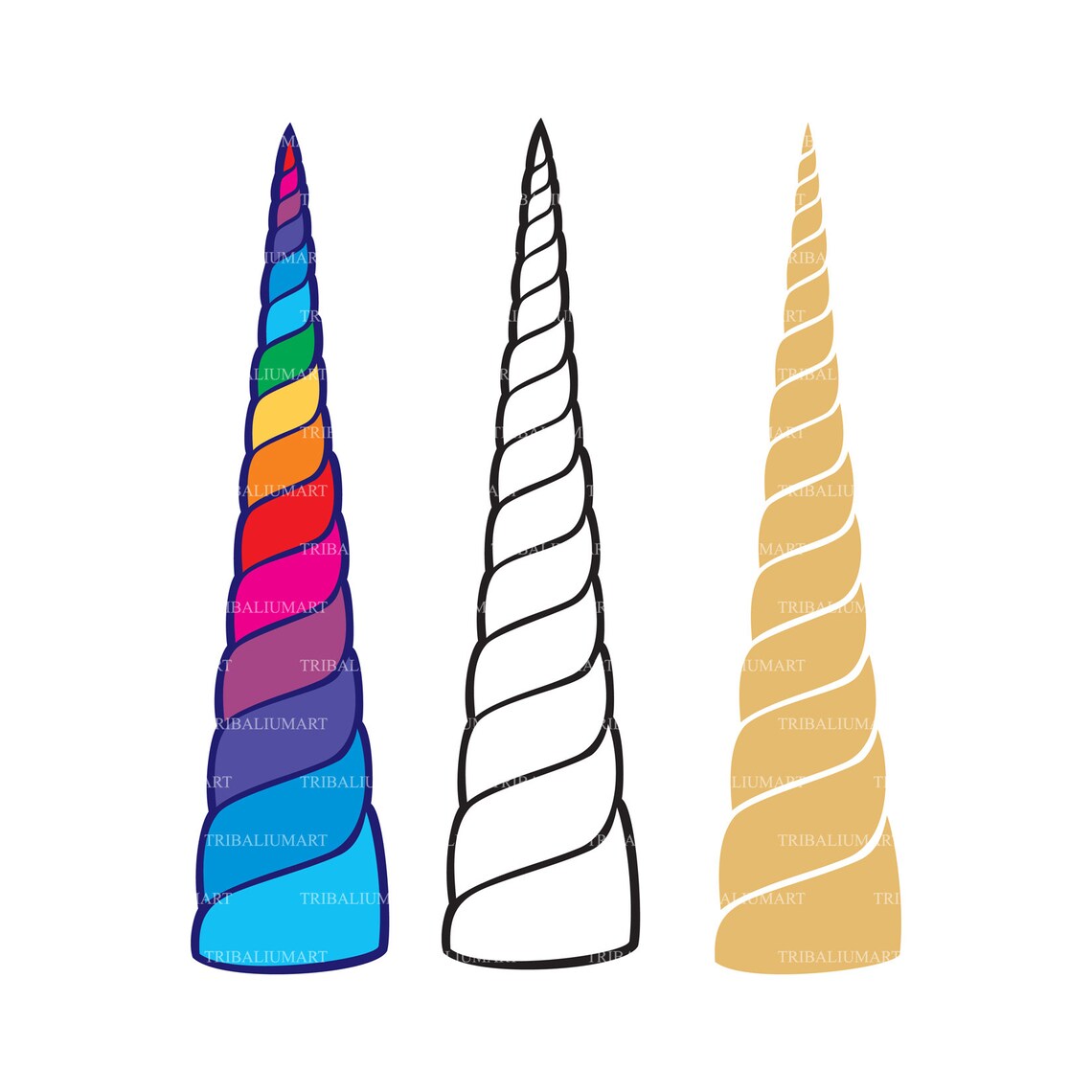 Unicorn Horns Set. Cut Files for Cricut. Clip Art eps Svg Etsy