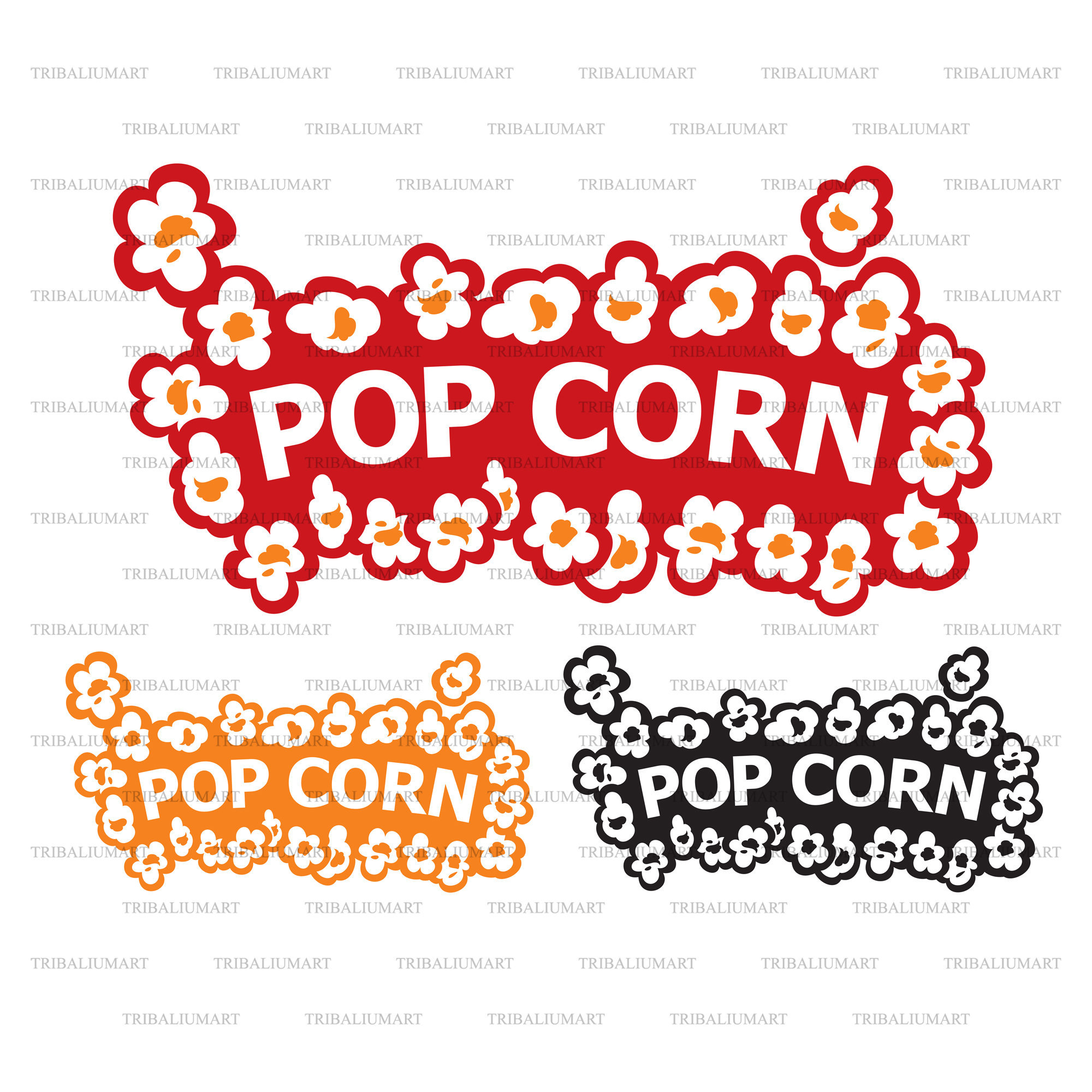 Popcorn Design. Cut Files for Cricut. Clip Art (eps, Svg, Pdf, Png