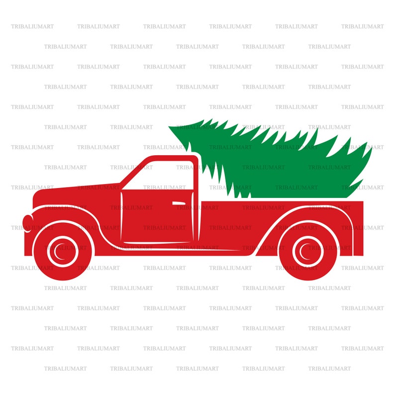 Download Art Collectibles Clip Art Eps Svg Pdf Png Dxf Jpeg Clip Art Silhouettes Christmas Truck And Tree Cut Files For Cricut