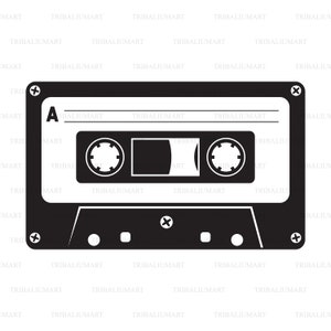 Audio-Kassettenband. Dateien für Cricut schneiden. Clip Art Silhouette (eps, svg, pdf, png, dxf, jpeg).