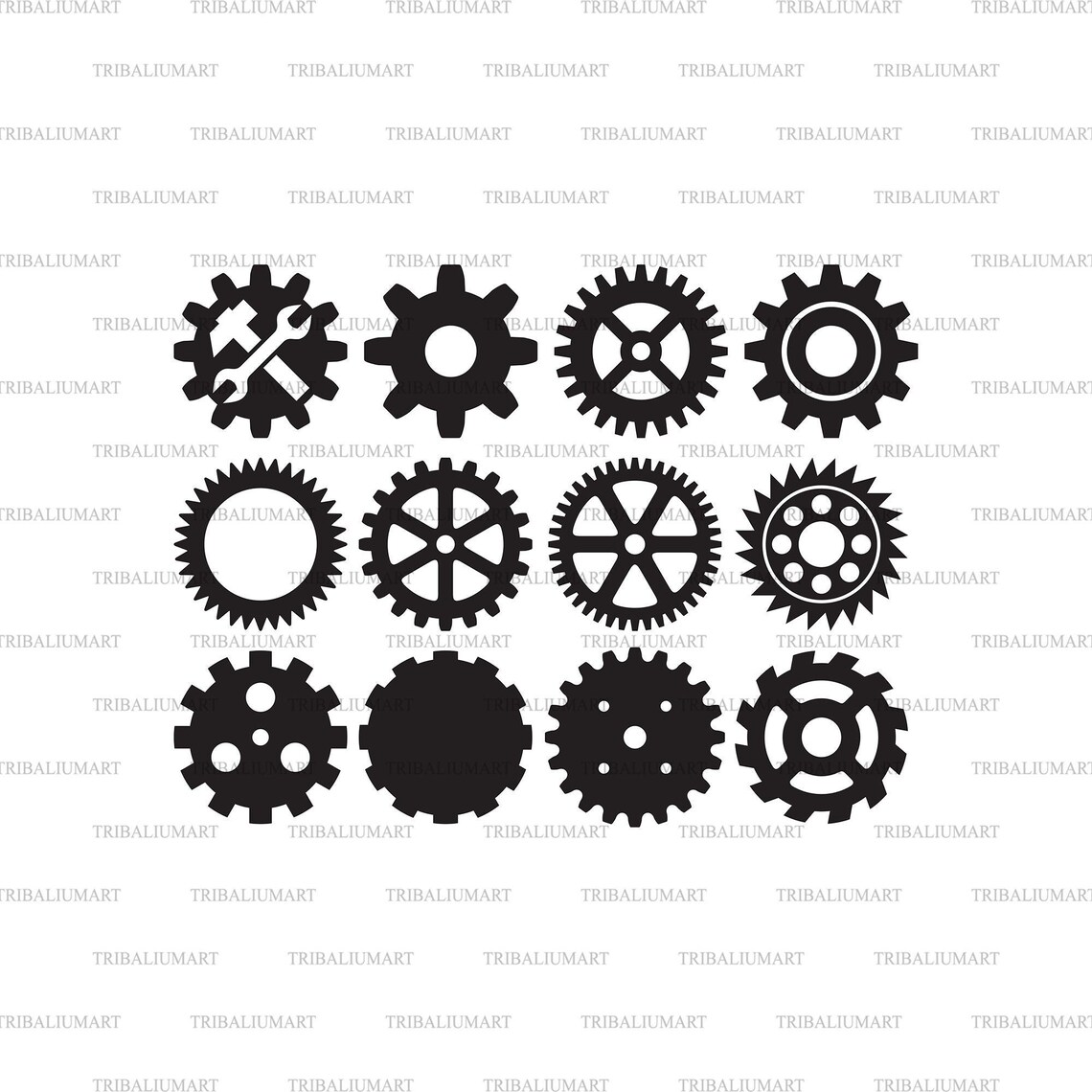 Gears Collection Set machine Cog. Cut Files for Cricut. Clip Etsy