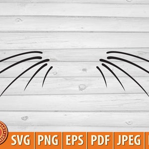 Katzen Schnurrbart (Schnurrbart). Cut Dateien für Cricut. Clip Art Silhouetten (eps, svg, pdf, png, dxf, jpeg).