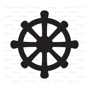 Dharmachakra (Wheel of Dharma symbol. Buddhism religion sign). Cut files for Cricut. Clip Art silhouettes (eps, svg, pdf, png, dxf, jpeg).