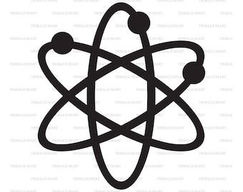 Atom symbol. Cut files for Cricut. Clip Art silhouette (eps, svg, pdf, png, dxf, jpeg).
