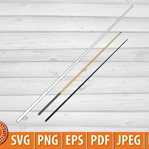 Billard-Queue-Stick. Pool Queue. Schneide Dateien für Cricut. Clip Art Silhouette (eps, svg, pdf, png, dxf, jpeg).