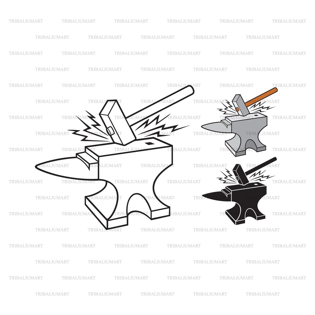 Anvil and Hammer. Blacksmith Design. Cut Files for Cricut. Clip Art