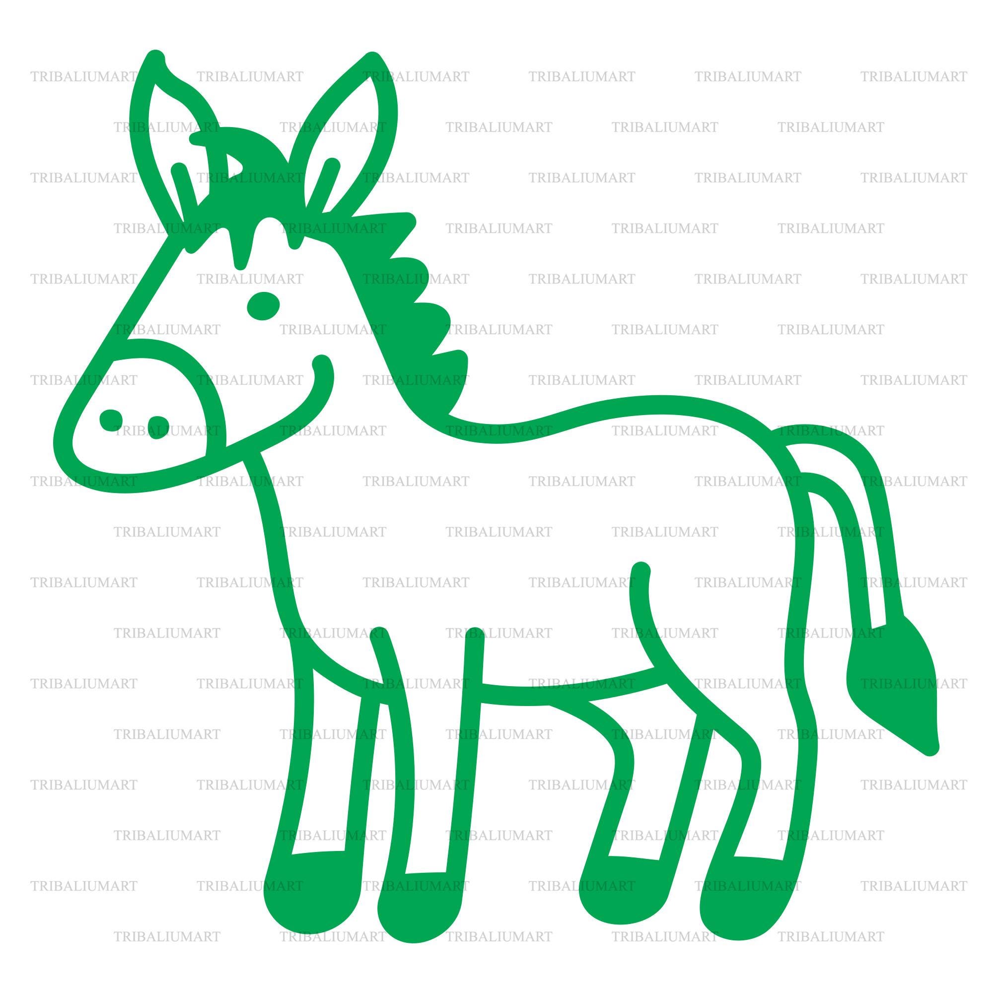 Cute Donkey SVG | Cartoon Farm Animal Cut File | Funny Donkey | Cricut ...
