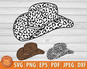 Cowboy hat with leopard print. Cut files for Cricut. Clip Art (eps, svg, pdf, png, dxf, jpeg).
