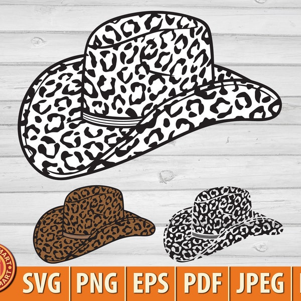 Cowboy hat with leopard print. Cut files for Cricut. Clip Art (eps, svg, pdf, png, dxf, jpeg).