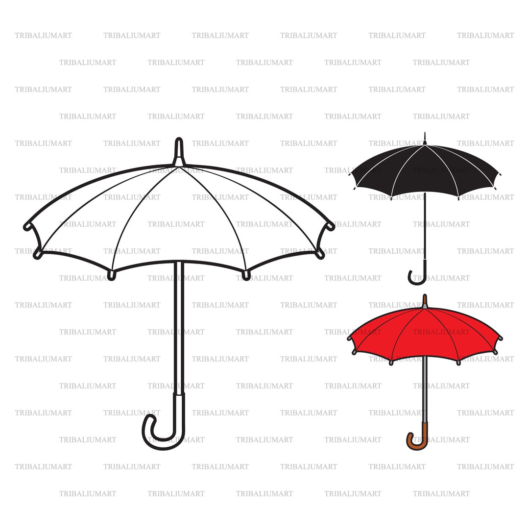 Opened Umbrella. Cut Files for Cricut. Clip Art eps, Svg, Pdf, Png, Dxf